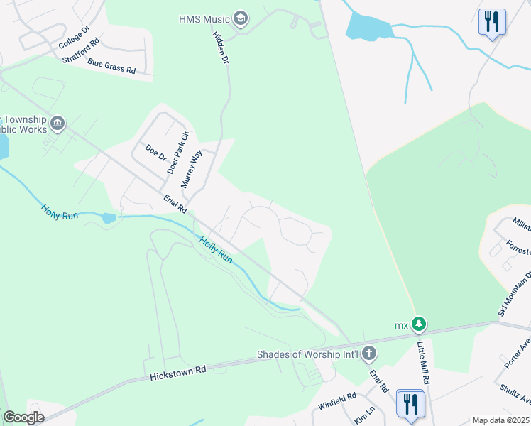 map of restaurants, bars, coffee shops, grocery stores, and more near 18 Fox Chase Drive in Camden County