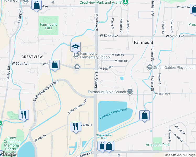 map of restaurants, bars, coffee shops, grocery stores, and more near 15536 West 49th Drive in Golden