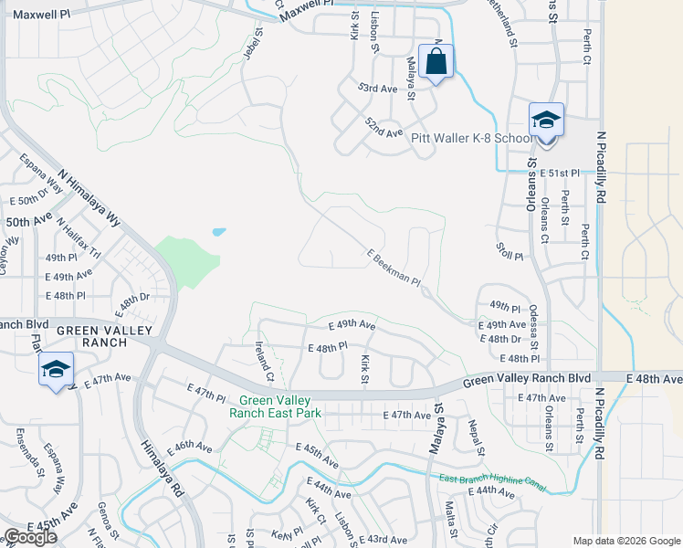 map of restaurants, bars, coffee shops, grocery stores, and more near 20609 East 49th Avenue in Denver