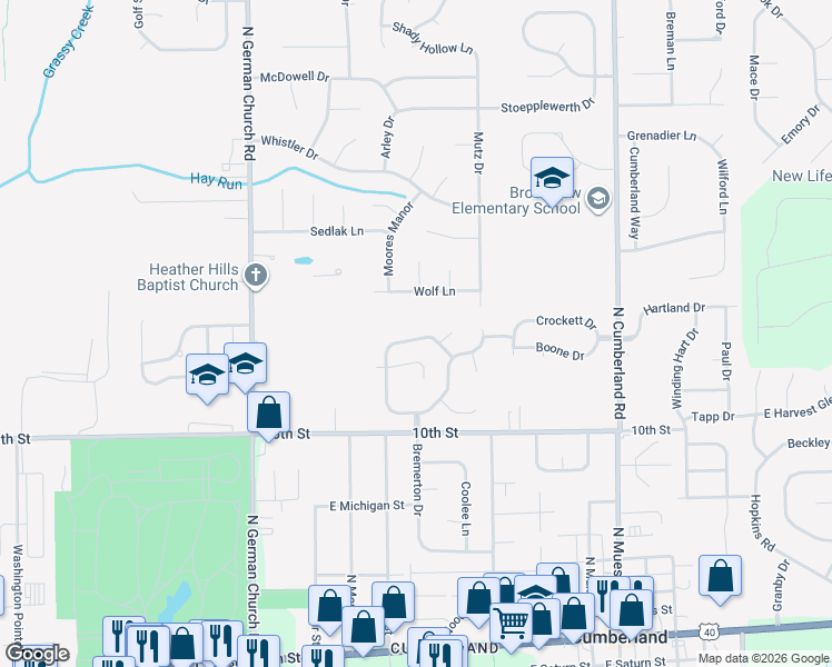 map of restaurants, bars, coffee shops, grocery stores, and more near 11308 Lynchburg Way in Indianapolis