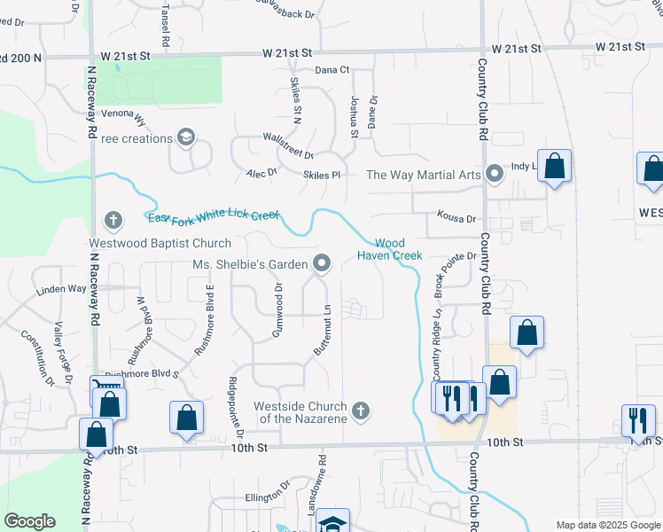 map of restaurants, bars, coffee shops, grocery stores, and more near 1511 Lansdowne Road in Indianapolis