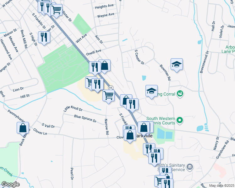 map of restaurants, bars, coffee shops, grocery stores, and more near 882 Baltimore Street in Hanover