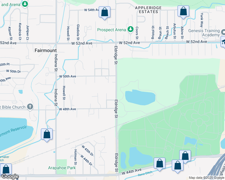 map of restaurants, bars, coffee shops, grocery stores, and more near 4985 Eldridge Street in Golden