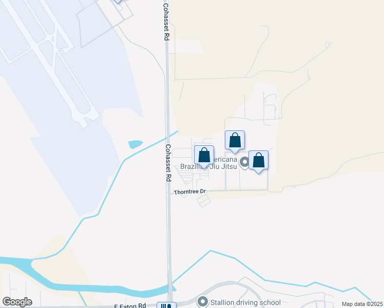 map of restaurants, bars, coffee shops, grocery stores, and more near 13200-13282 Contractors Lane in Chico