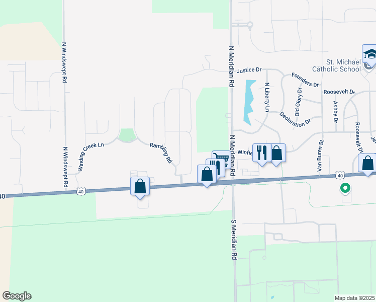 map of restaurants, bars, coffee shops, grocery stores, and more near 126 Tinker Trail in Greenfield