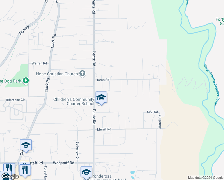 map of restaurants, bars, coffee shops, grocery stores, and more near 1793 El Toro Court in Paradise