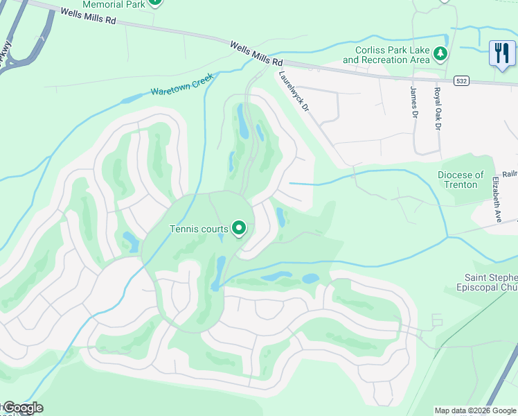 map of restaurants, bars, coffee shops, grocery stores, and more near 70 Belmar Boulevard in Ocean Township