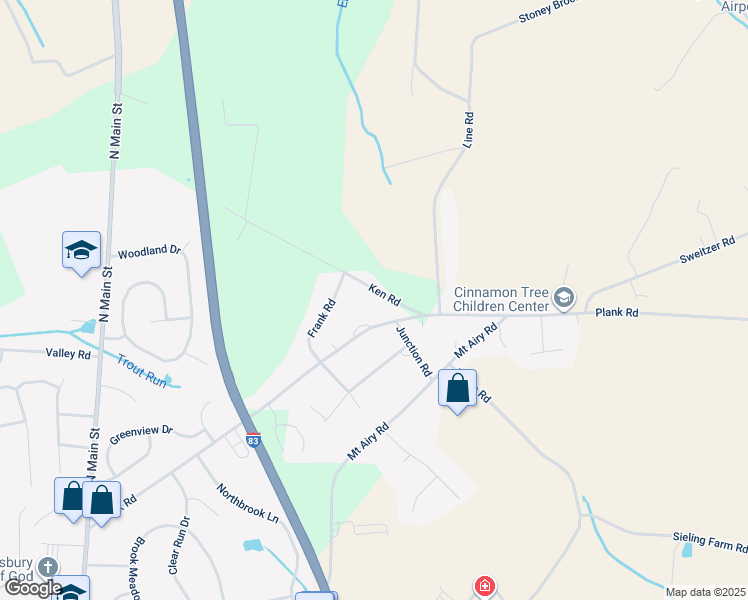 map of restaurants, bars, coffee shops, grocery stores, and more near 628 Ken Road in New Freedom