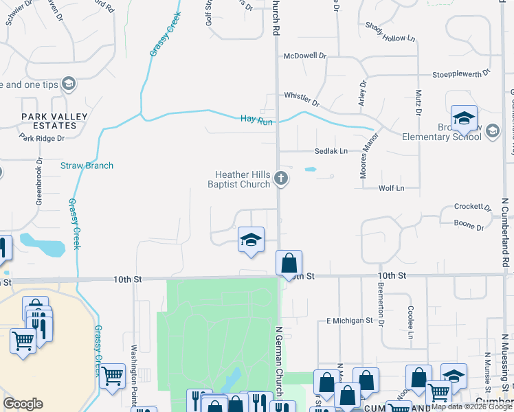 map of restaurants, bars, coffee shops, grocery stores, and more near 10930 Tealpoint Drive in Indianapolis