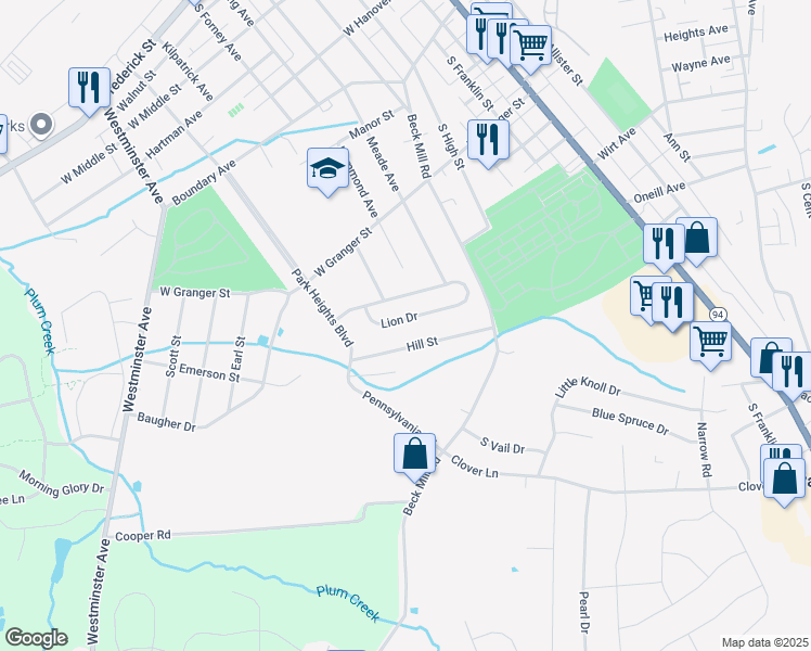 map of restaurants, bars, coffee shops, grocery stores, and more near 67 Lion Dr in Hanover