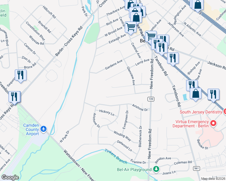 map of restaurants, bars, coffee shops, grocery stores, and more near 33 Ridgeview Ave in Berlin