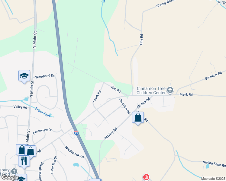map of restaurants, bars, coffee shops, grocery stores, and more near 628 Ken Road in New Freedom