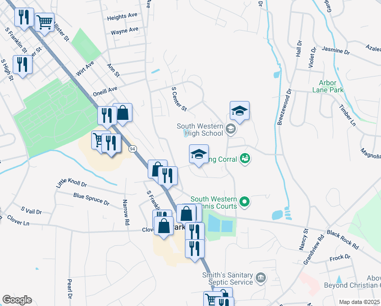 map of restaurants, bars, coffee shops, grocery stores, and more near 225 Bowman Road in Hanover