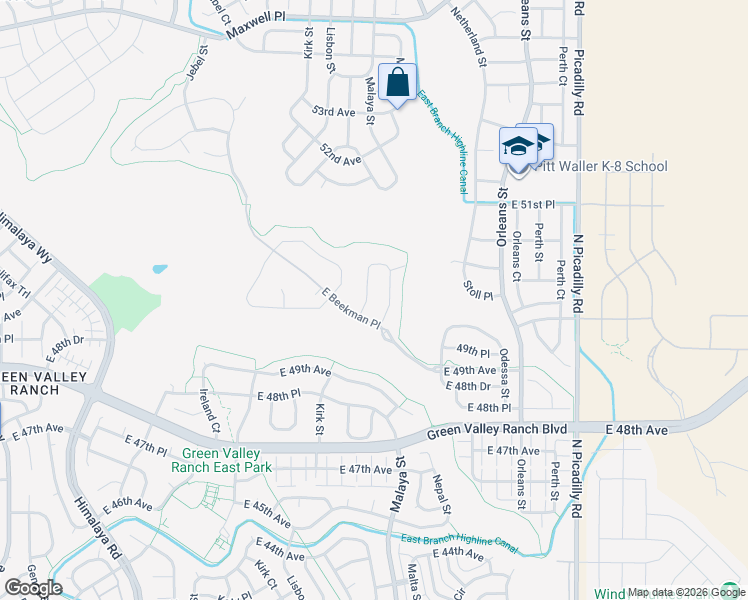 map of restaurants, bars, coffee shops, grocery stores, and more near 4974 Liverpool Street in Denver