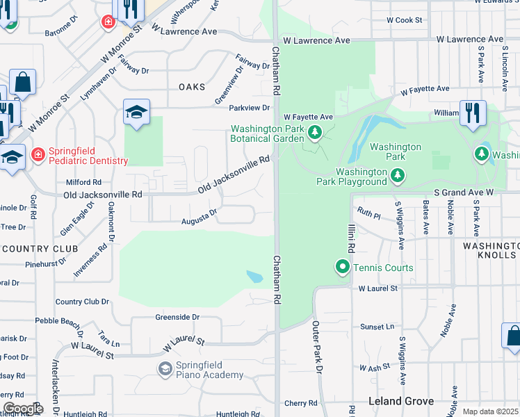 map of restaurants, bars, coffee shops, grocery stores, and more near 1917 Turnberry Court in Springfield