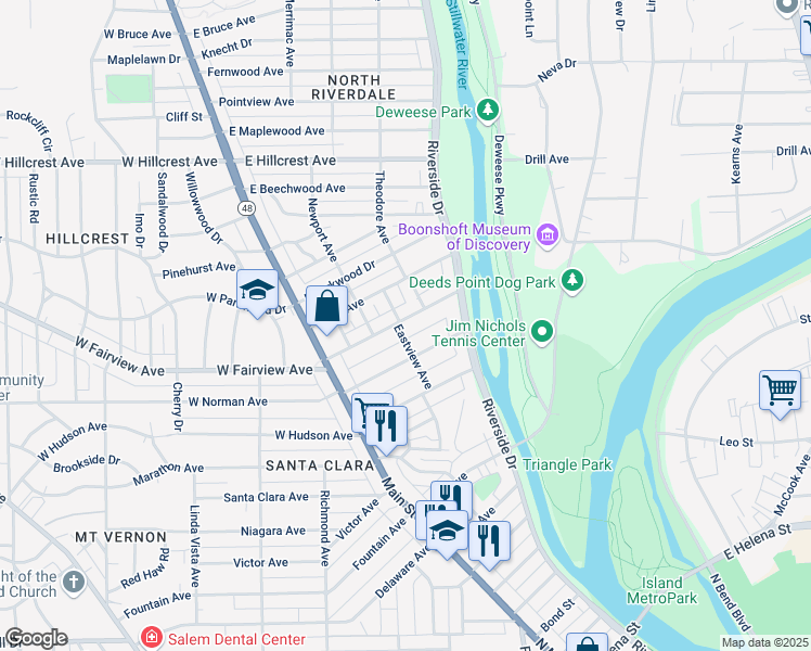 map of restaurants, bars, coffee shops, grocery stores, and more near 119 West Norman Avenue in Dayton