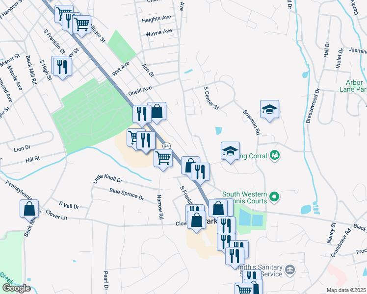 map of restaurants, bars, coffee shops, grocery stores, and more near 881 McAllister Street in Hanover