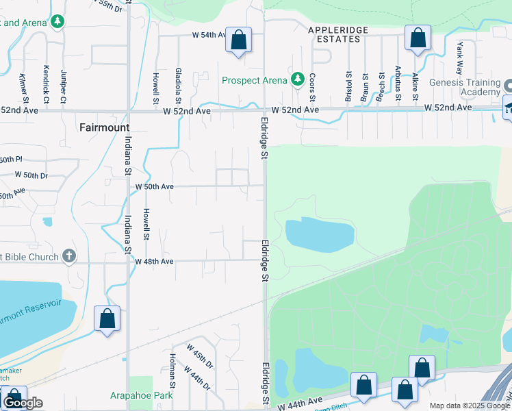 map of restaurants, bars, coffee shops, grocery stores, and more near 4985 Eldridge Street in Golden