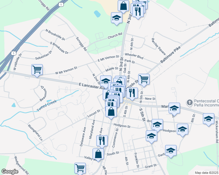 map of restaurants, bars, coffee shops, grocery stores, and more near in Oxford