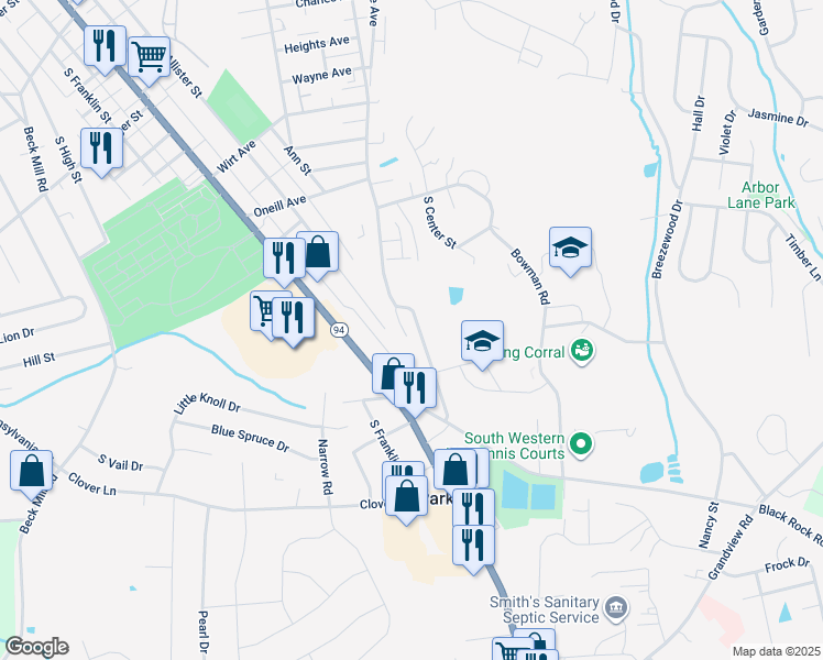 map of restaurants, bars, coffee shops, grocery stores, and more near 1615 Baer Avenue in Hanover