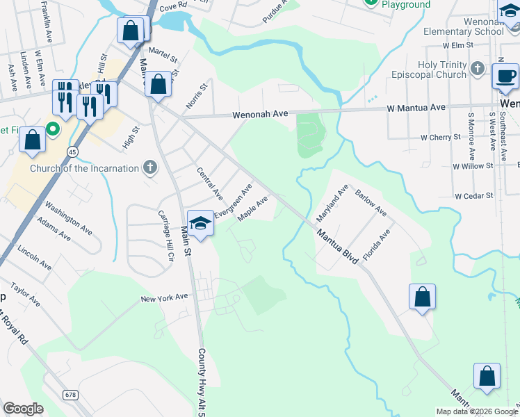 map of restaurants, bars, coffee shops, grocery stores, and more near 221 Maple Avenue in Mantua Township