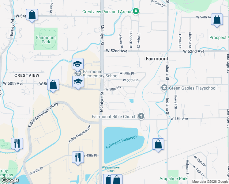 map of restaurants, bars, coffee shops, grocery stores, and more near 15416 West 49th Drive in Golden