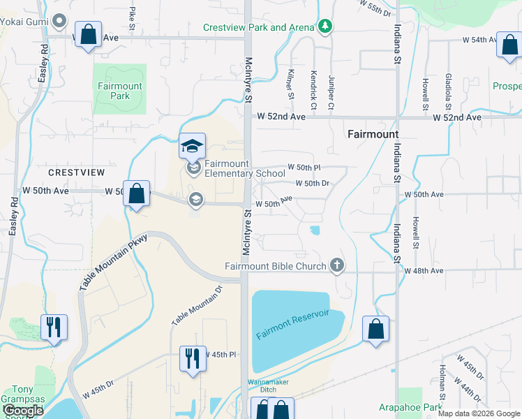 map of restaurants, bars, coffee shops, grocery stores, and more near 15525 West 49th Drive in Golden