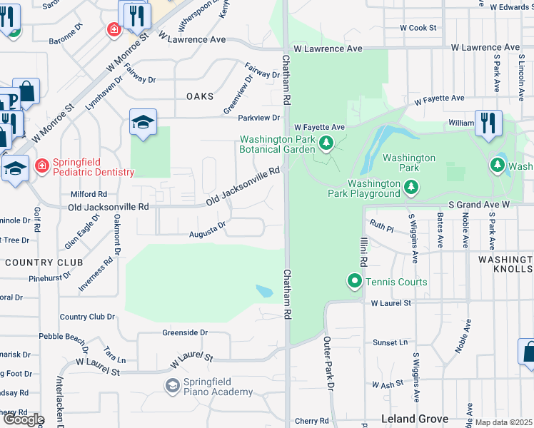 map of restaurants, bars, coffee shops, grocery stores, and more near 1917 Turnberry Court in Springfield
