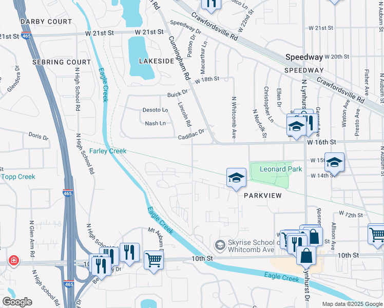 map of restaurants, bars, coffee shops, grocery stores, and more near 1520 North Mickley Avenue in Speedway
