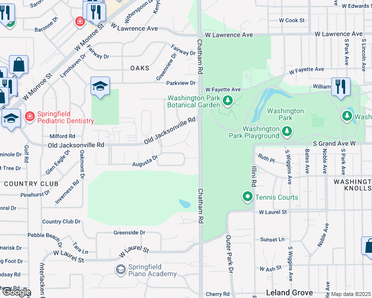 map of restaurants, bars, coffee shops, grocery stores, and more near 1917 Turnberry Court in Springfield