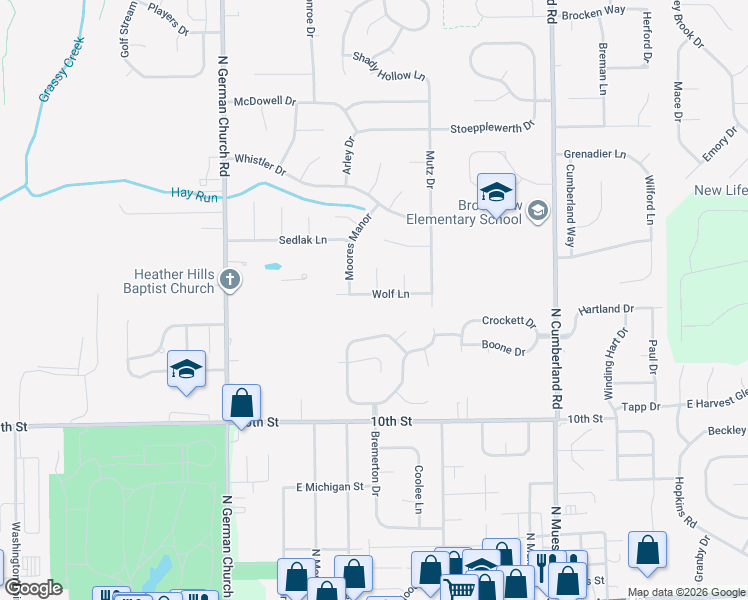 map of restaurants, bars, coffee shops, grocery stores, and more near 11308 Lynchburg Way in Indianapolis