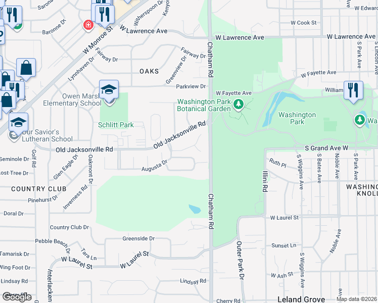 map of restaurants, bars, coffee shops, grocery stores, and more near 2-42 Turnberry Pl in Springfield