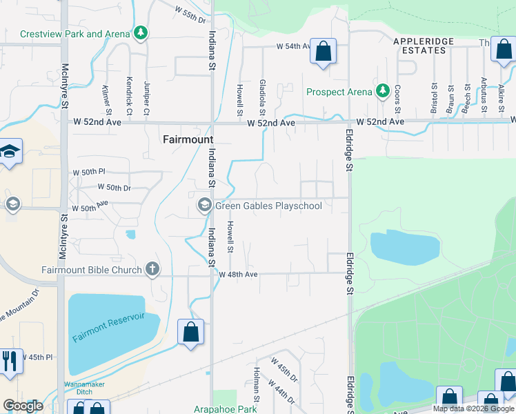 map of restaurants, bars, coffee shops, grocery stores, and more near 14550 West 50th Avenue in Golden