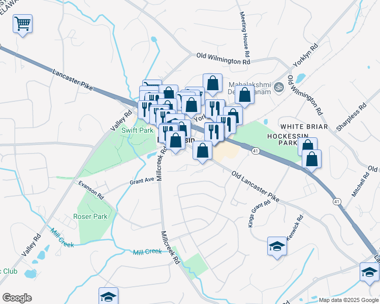 map of restaurants, bars, coffee shops, grocery stores, and more near in Hockessin