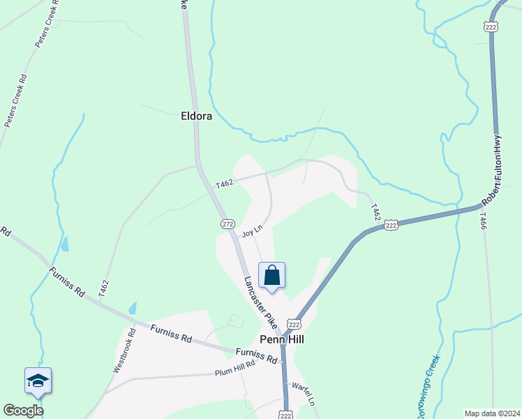 map of restaurants, bars, coffee shops, grocery stores, and more near 13 Joy Lane in Peach Bottom
