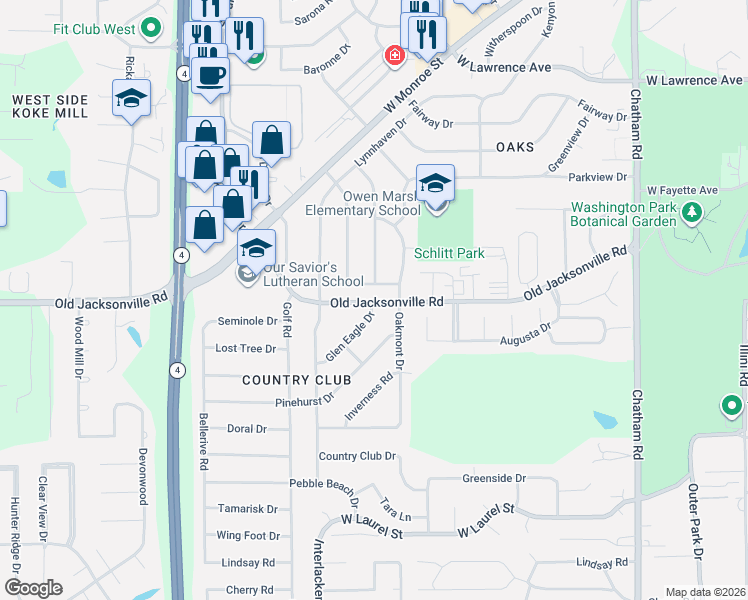 map of restaurants, bars, coffee shops, grocery stores, and more near 2403 Milford Road in Springfield