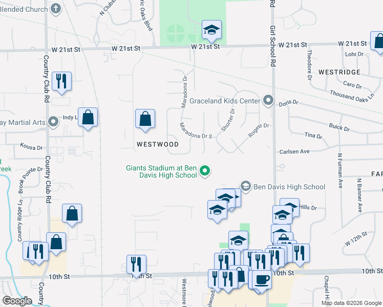map of restaurants, bars, coffee shops, grocery stores, and more near 1638 Pele Place in Indianapolis