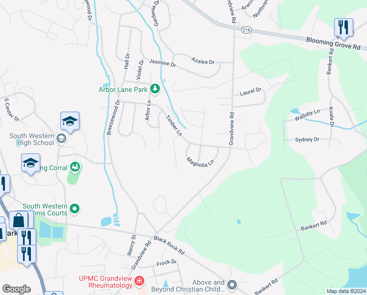 map of restaurants, bars, coffee shops, grocery stores, and more near 38 Magnolia Lane in Hanover