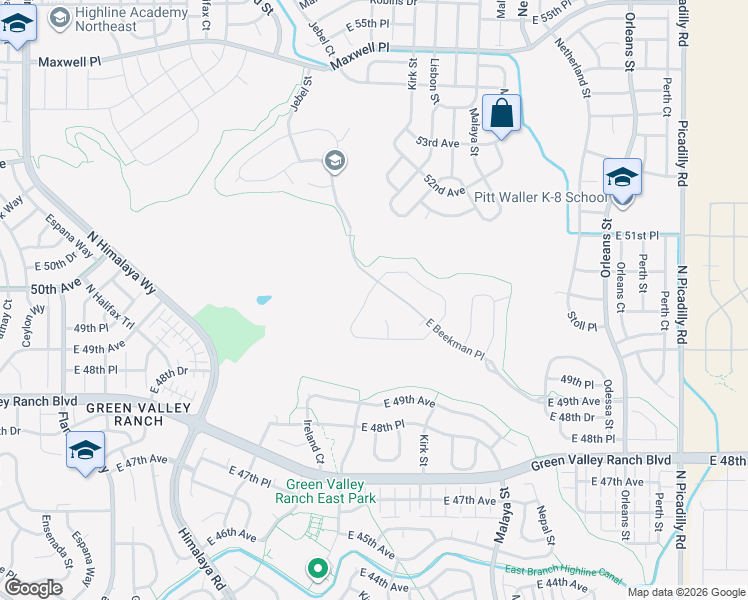 map of restaurants, bars, coffee shops, grocery stores, and more near 5025 Jebel Street in Denver