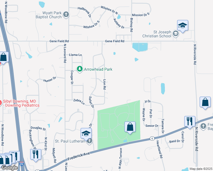 map of restaurants, bars, coffee shops, grocery stores, and more near 1713 Lion Road in Saint Joseph