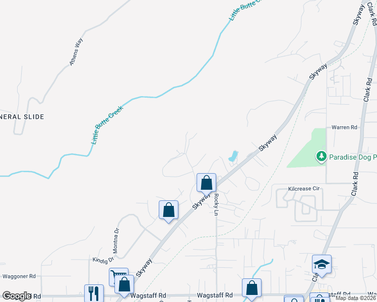 map of restaurants, bars, coffee shops, grocery stores, and more near 6778 Nutmeg Way in Paradise