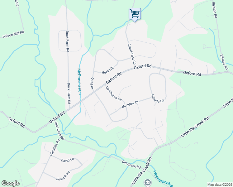 map of restaurants, bars, coffee shops, grocery stores, and more near 208 Darlington Circle in Lincoln University