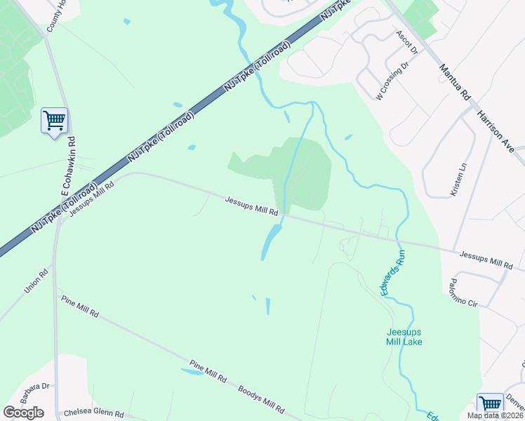 map of restaurants, bars, coffee shops, grocery stores, and more near 278 Jessups Mill Road in Clarksboro