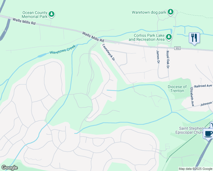 map of restaurants, bars, coffee shops, grocery stores, and more near 51 Belmar Boulevard in Ocean Township