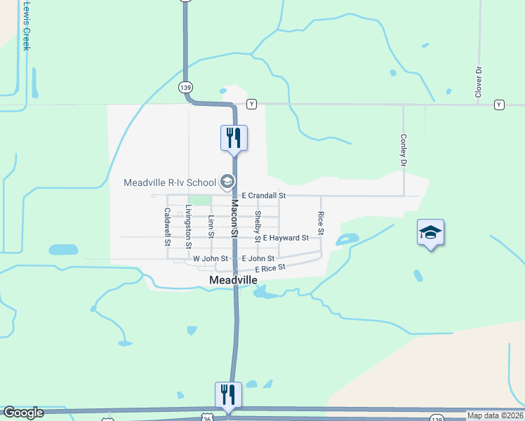 map of restaurants, bars, coffee shops, grocery stores, and more near 201-211 E Gentry St in Meadville