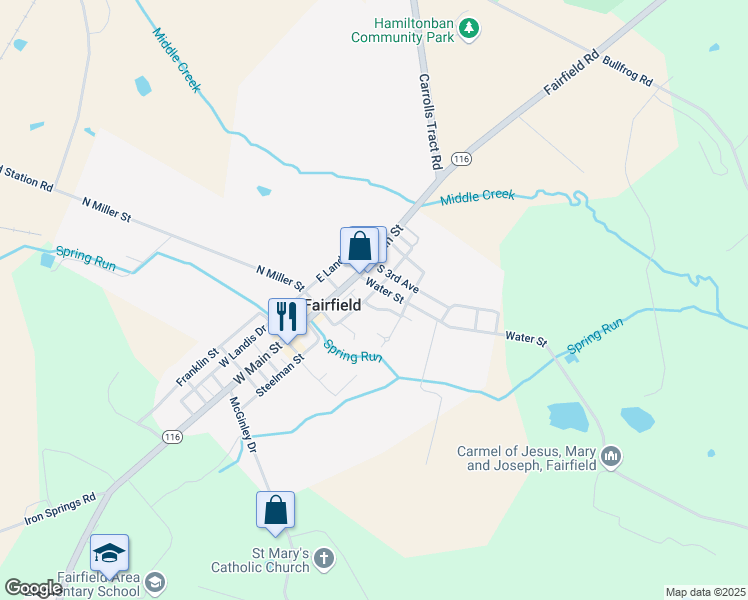 map of restaurants, bars, coffee shops, grocery stores, and more near 32 Wortz Drive in Fairfield