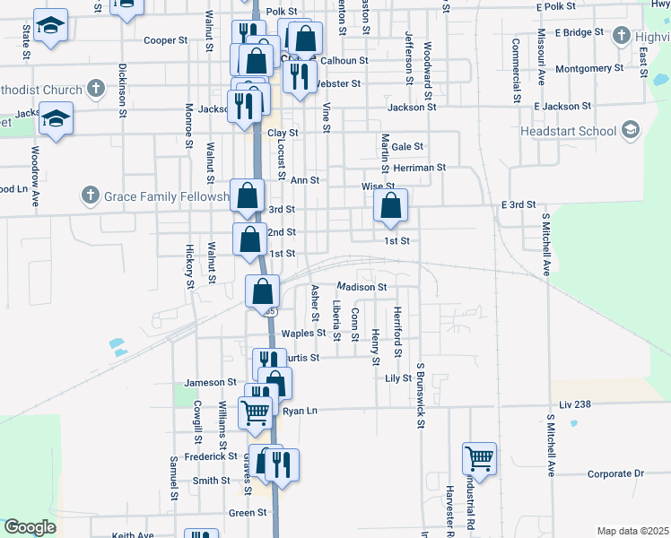 map of restaurants, bars, coffee shops, grocery stores, and more near 29-39 Asher St in Chillicothe