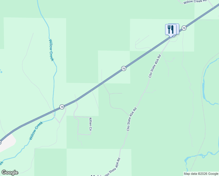 map of restaurants, bars, coffee shops, grocery stores, and more near 45 Claireville Road in Portola