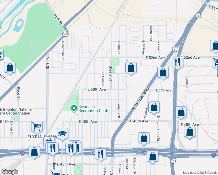 map of restaurants, bars, coffee shops, grocery stores, and more near in Denver
