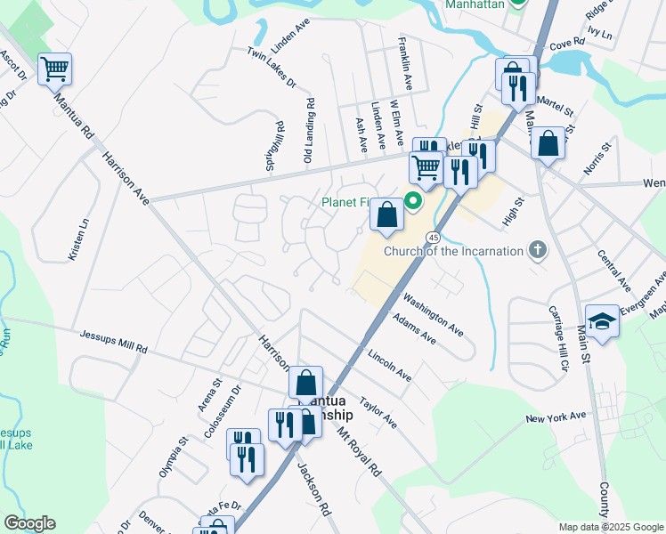 map of restaurants, bars, coffee shops, grocery stores, and more near 1423 Tristram Circle in Gloucester County